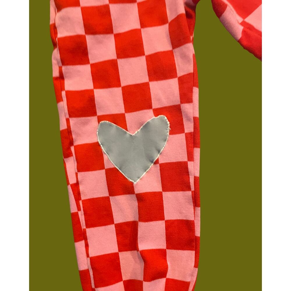XS Upycycled Checkered Pink and Red Patterned Sweatpants - Picture 3 of 4